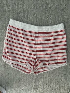 J. Crew White Terry Shorts with Red Stripes